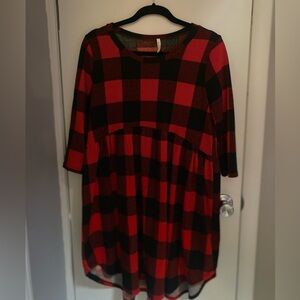 Beeson River red, and black plaid dress